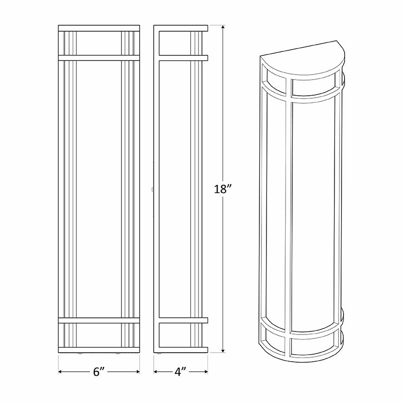 Westgate LDSL 20W 18" Tall LED Outdoor Wall Light, CCT Selectable, 120-277V