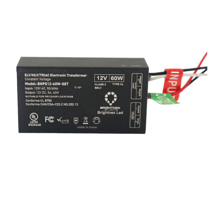 BrightNex BNPS12-60W-SET LED 12V 60W Smallest Dimmable Transformer