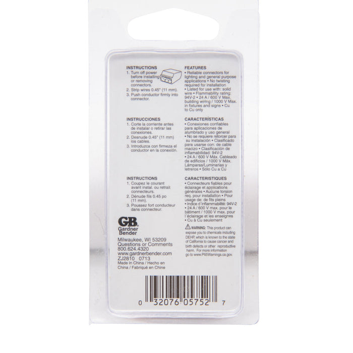 Gardner Bender 19-PC3 3-Port PushGard Push-in Wire Connectors. Orange (10-Pack)