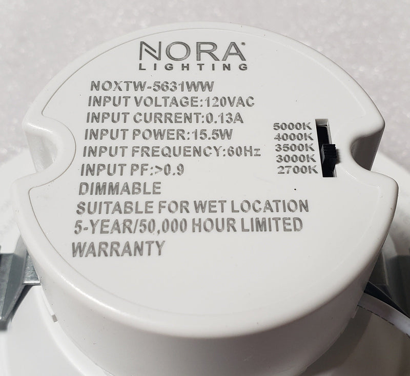 Nora NOXTW-5631 Onyx Tunable White 5"/6" 15.5W LED Reflector, 5CCT Selectable, 1100 Lumens, 120V