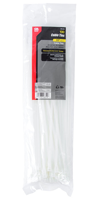 Gardner Bender 46-310 Cable Tie 11" 75lb, Natural (100/Bag)