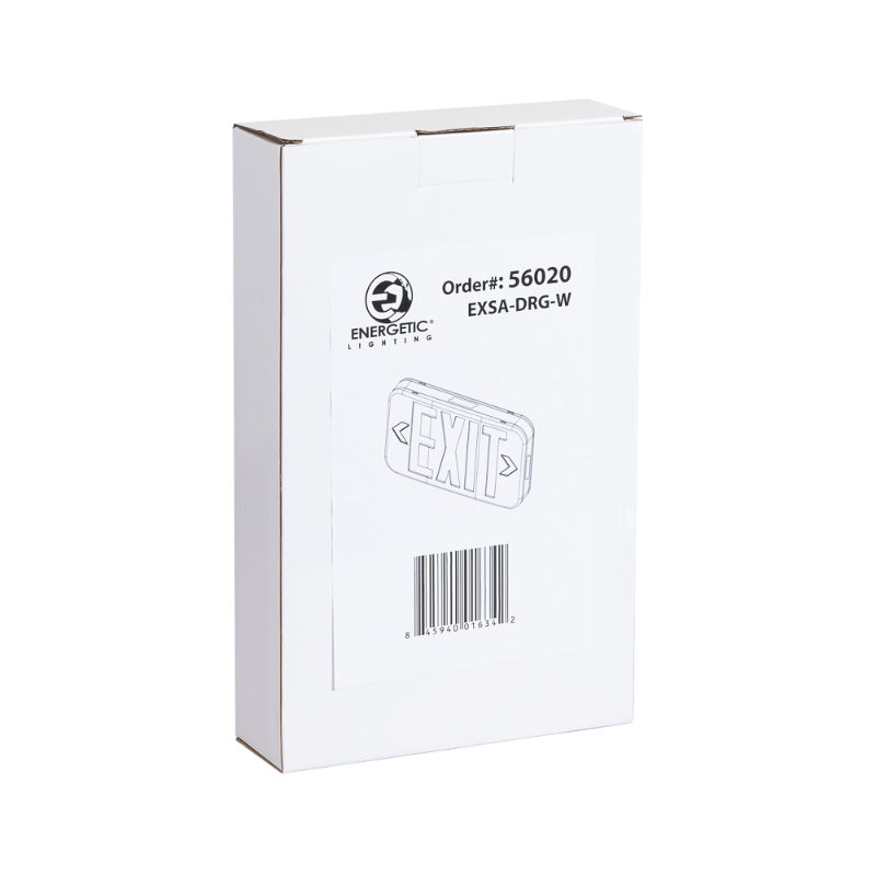 Energetic EXSA-DRG LED Exit Sign with Battery Backup, Single or Double Face, 120/277V, White Finish