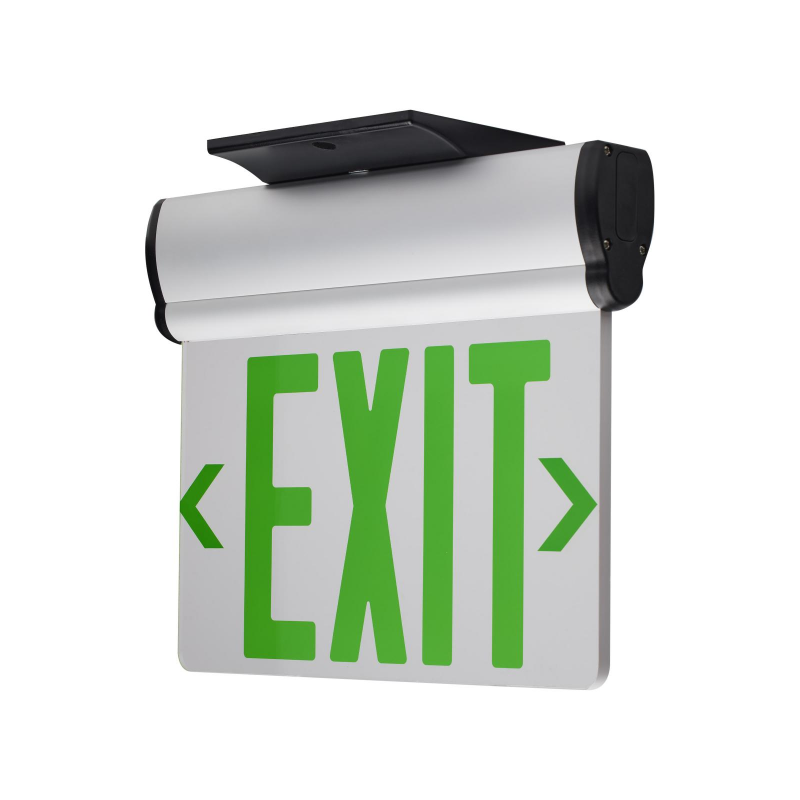 Satco 67-112 Edge-Lit LED Exit Sign, Single Face With Green Letter, Top/Back/End Mount