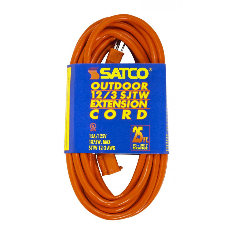 Satco 93-5017 25ft 12/3 Ga. SJTW-3 Outdoor Extension Cords