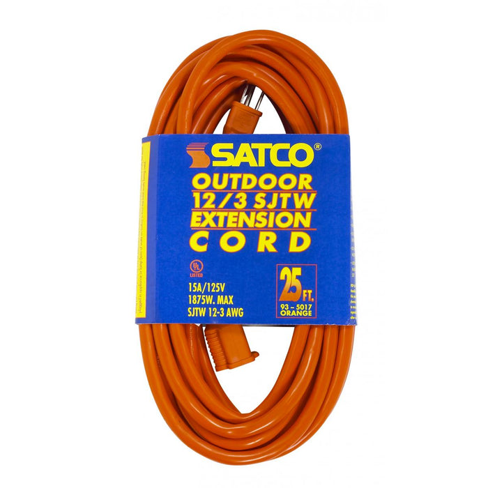 Satco 93-5017 25ft 12/3 Ga. SJTW-3 Outdoor Extension Cords