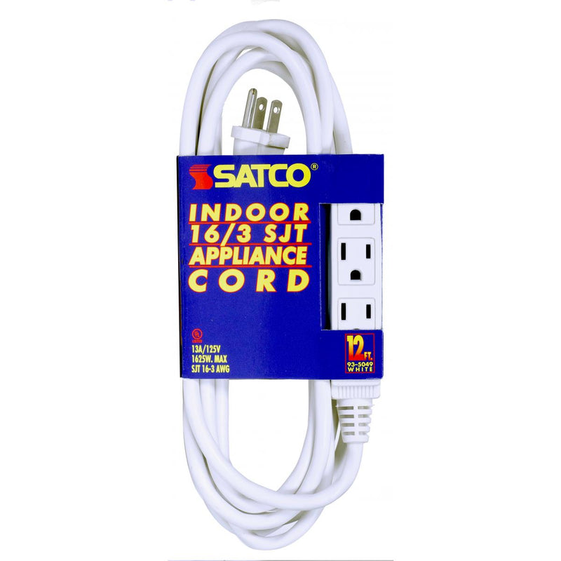 Satco 12-ft 3 Outlet Indoor Extension Cords 16/3 SJT