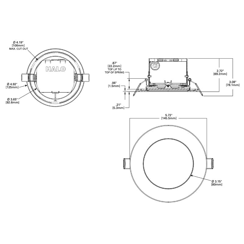 Halo CJB4R 4" LED 2 en 1 Downlight con caja de conexiones integrada, CCT seleccionable