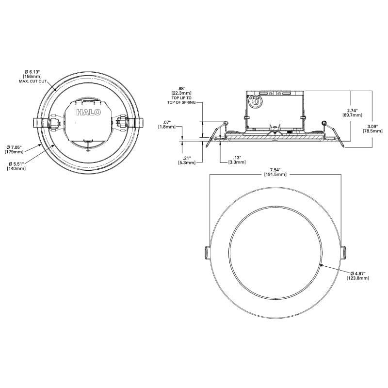 Halo CJB6 6" LED Canless Integrated JBox Downlight, CCT Selectable, 920 Lumens, Dimmable, 120V,  Title 24