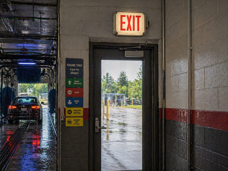 Nora NX-607-LED/R Die-Cast LED Wet Location Exit Signs with Battery Backup, Red Letters, White Housing