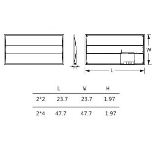 Deco DIG 2x2 LED Center Basket Troffer, 5 Power & 5CCT Selectable, Up to 6000 lm, 120-277V, 2-Pack