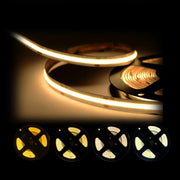 ECO COB Dotless LED Strips, 3W/ft, 5000K, 8mm, Dimmable, Outdoor 24V, IP65, 16-ft