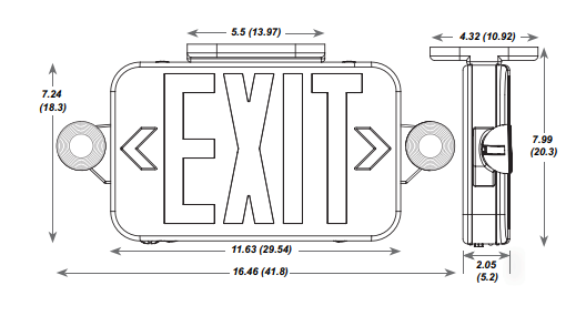 Lithonia Contractor Select ECRG LED High Output Emergency Light/Exit Combo, Round Lamp Heads