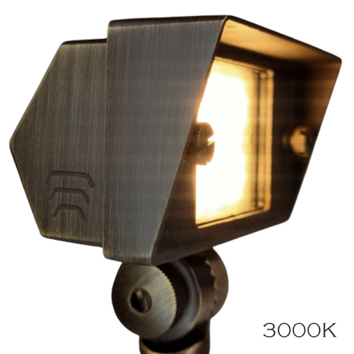 ABBA FPBCC04 2W-7W 12V LED Landscape Flood Light, 3 CCT, Brass