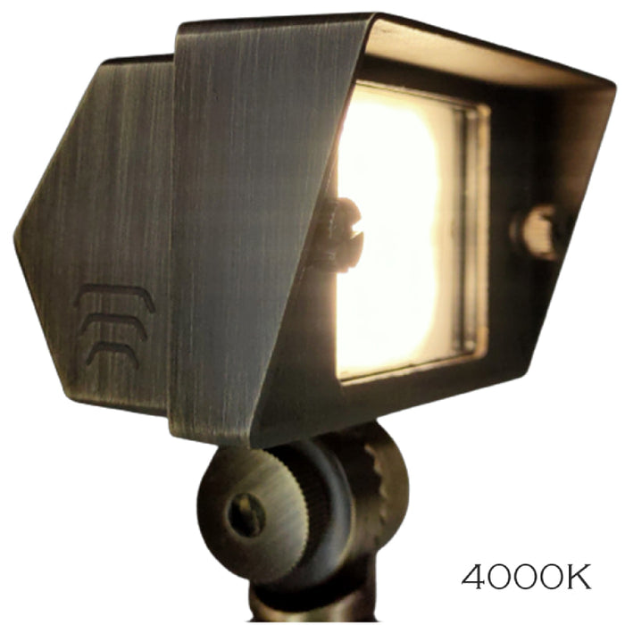 ABBA FPBCC04 2W-7W 12V LED Landscape Flood Light, 3 CCT, Brass