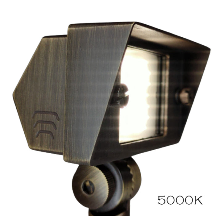 ABBA FPBCC04 2W-7W 12V LED Landscape Flood Light, 3 CCT, Brass
