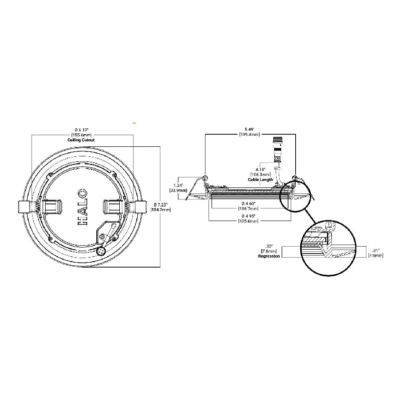 Halo HLBC6 6" All in One LED Downlight, 120-277V, 0-10V, Selectable CCT & Lumens, Dual Install and Warm Dim