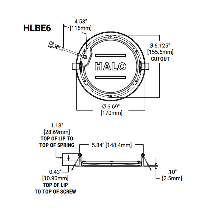 Halo HLBE6 Downlight LED ultrafino de 6", 3000 K