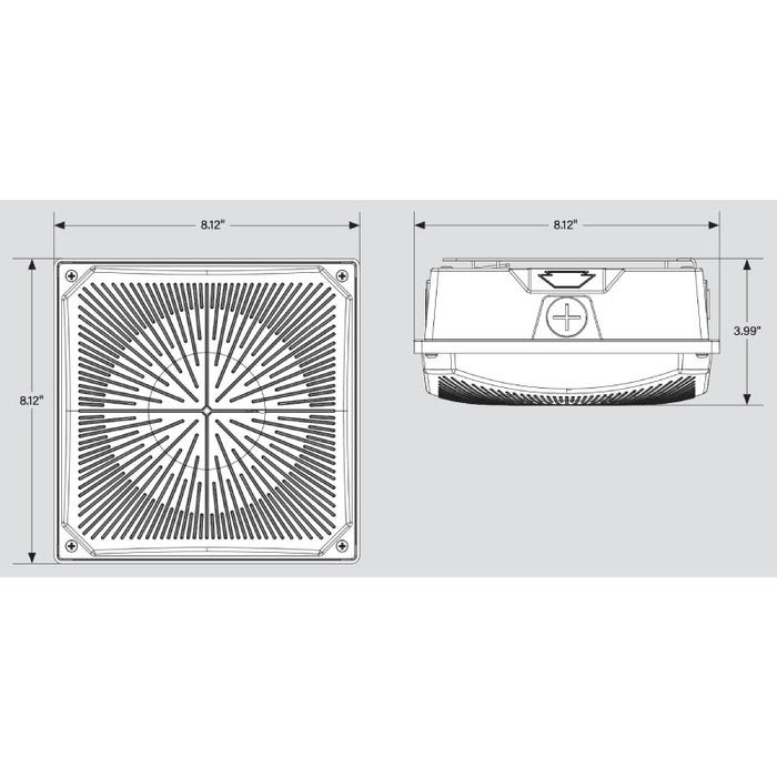 Keystone KT-CLED40PS-S1-8CSB-VDIM 20W/30W/40W LED Square Canopy Light, 3 Power & 3CCT Selectable, 120-277V
