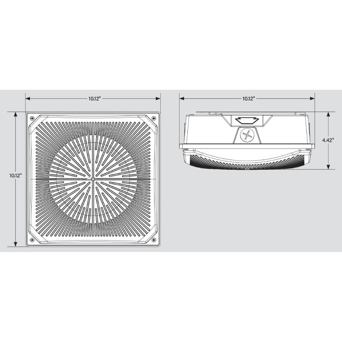 Keystone KT-CLED60PS-M1-8CSB-VDIM 40W/50W/60W LED Square Canopy Light, 3 Power & 3CCT Selectable, 120-277V