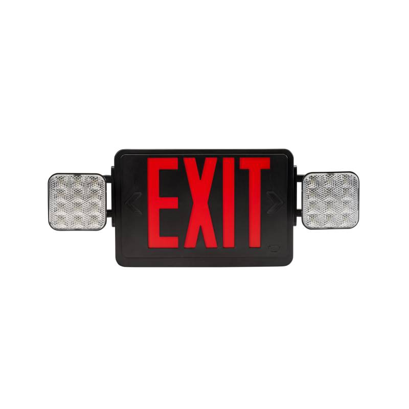 Keystone KT-EC-TP1 LED Exit Combo with Battery Backup, Single or Double Face, Surface Mount - Black Housing