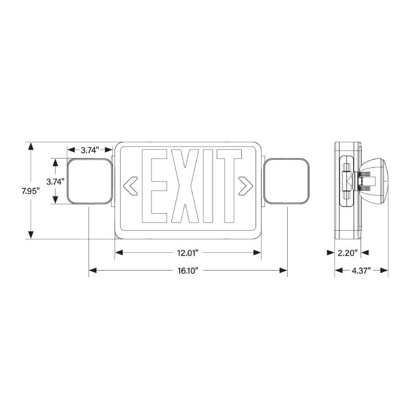 Keystone KT-EC-TP1-SD-RC LED Exit Combo with Battery Backup, Single or Double Face, Surface Mount, Remote Capable