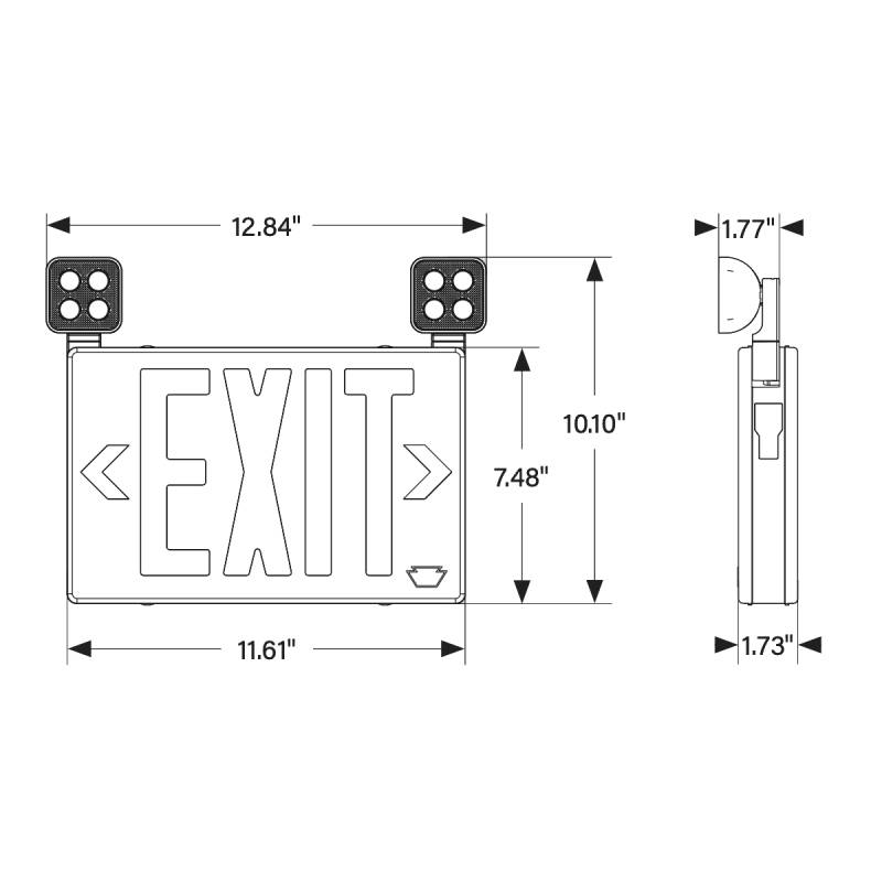 Keystone KT-EC-TP2-KT-EC-TP2 LED Exit Conbo with Backup Battery, Single or Double Face, Surface Mount, Remote Capable