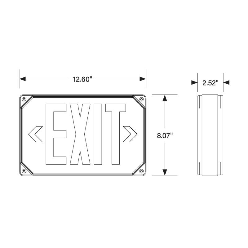 Keystone KT-EX-TP2-WH3RL-SD LED Exit Sign with Emergency Battery Backup, Single or Double Face, Surface Mount
