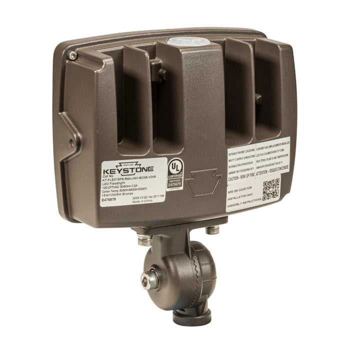 Keystone KT-FLED15PS-R4A 9W/12W/15W LED Flood Light, 3CCT & 3 Wattage Selectable, 120-277V