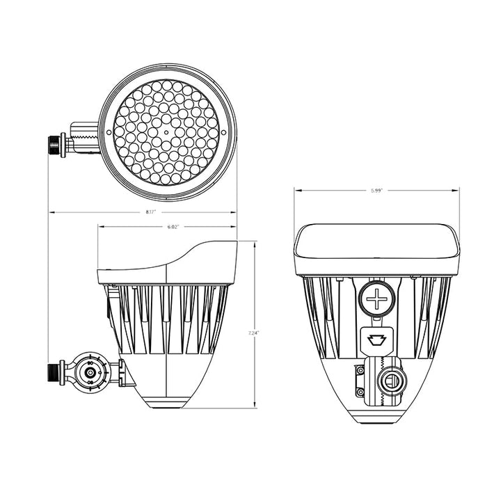 Keystone KT-FLED25PS-C1E-UNV-8CSB-VDIM LED Bullet Flood Light with Photocell, Power & CCT Selectable
