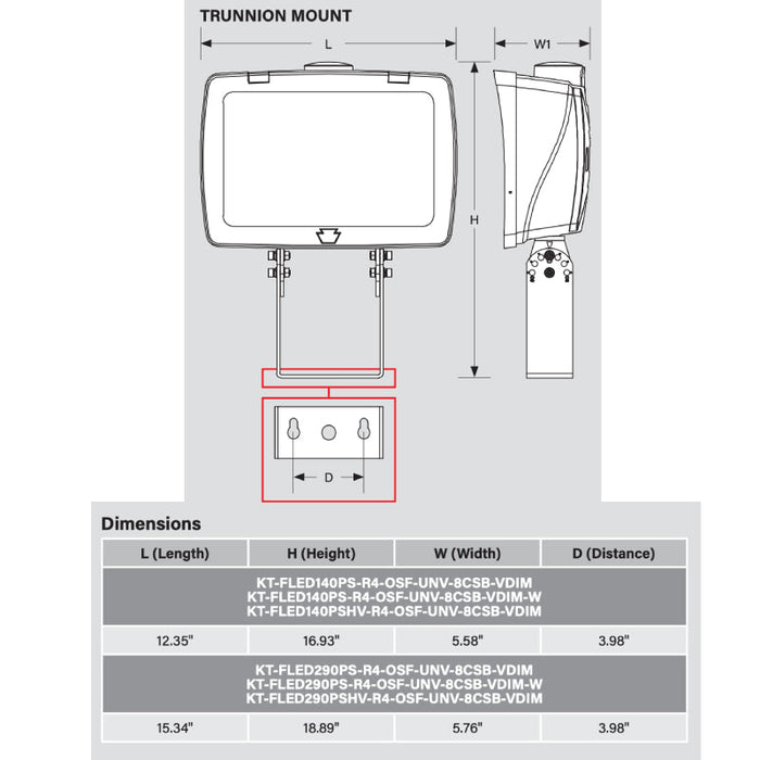 Keystone KT-FLED290PS 210W/290W LED Flood Light, 3CCT Selectable