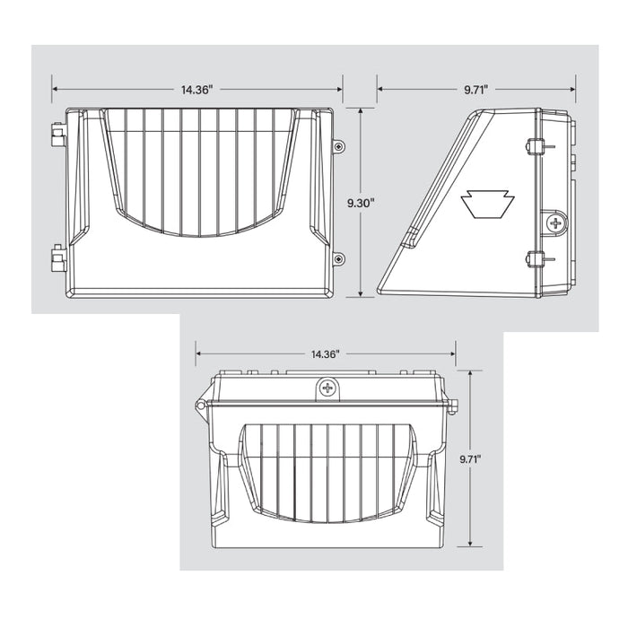 Keystone KT-WPLED100-M2 100W Full Cutoff LED Wall Pack, 120-277V