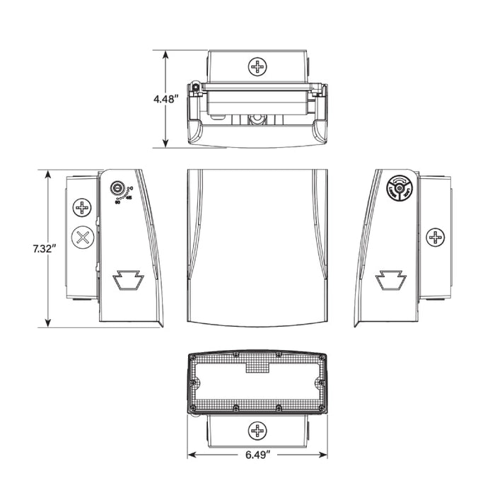 Keystone KT-WPLED35PS-S3-8CSB-VDIM 15W/25W/35W LED Adjustable Wall Pack, 3CCT & Wattage Selectable, 120-277V, TAA Complaint