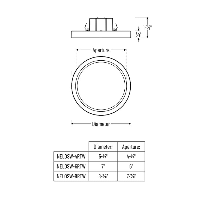 Nora NELOSW-6RTW 6" 8W/11W/15W ELO LED Surface Mount, 5CCT & Lumens Selectable, 120-277V