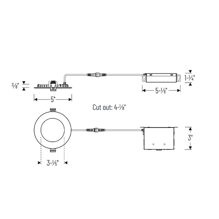 Nora NFLAT-R4TWMPW 4" Non-Metallic Flat LED Downlight, CCT Selectable