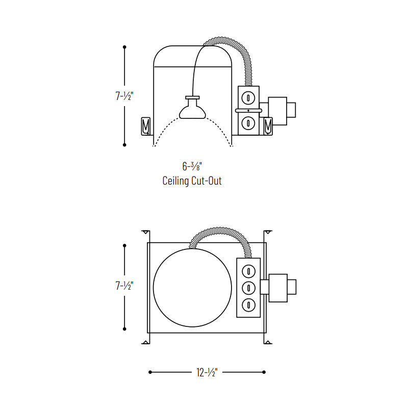 Nora NL-601Q 6" Non-IC Air-Tight Low Voltage New Construction Housing, 120V Magnetic, 50W