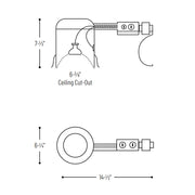 Nora NLR-604/75Q 6" Non-IC Low Voltage Remodel Housing, 120V Magnetic, 75W
