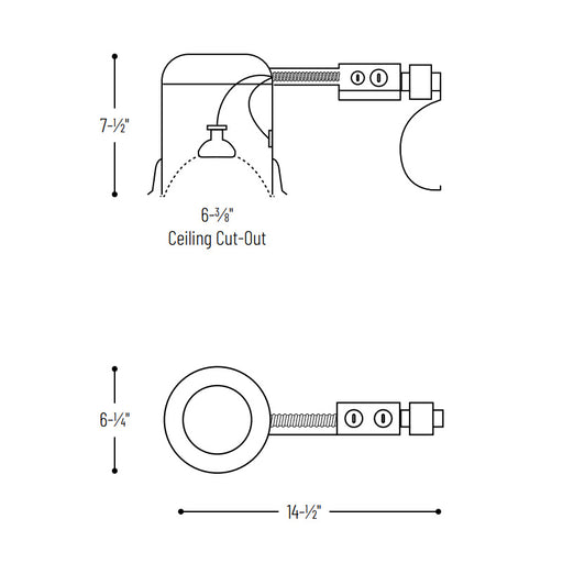 Nora NLR-604/75Q 6" Non-IC Low Voltage Remodel Housing, 120V Magnetic, 75W