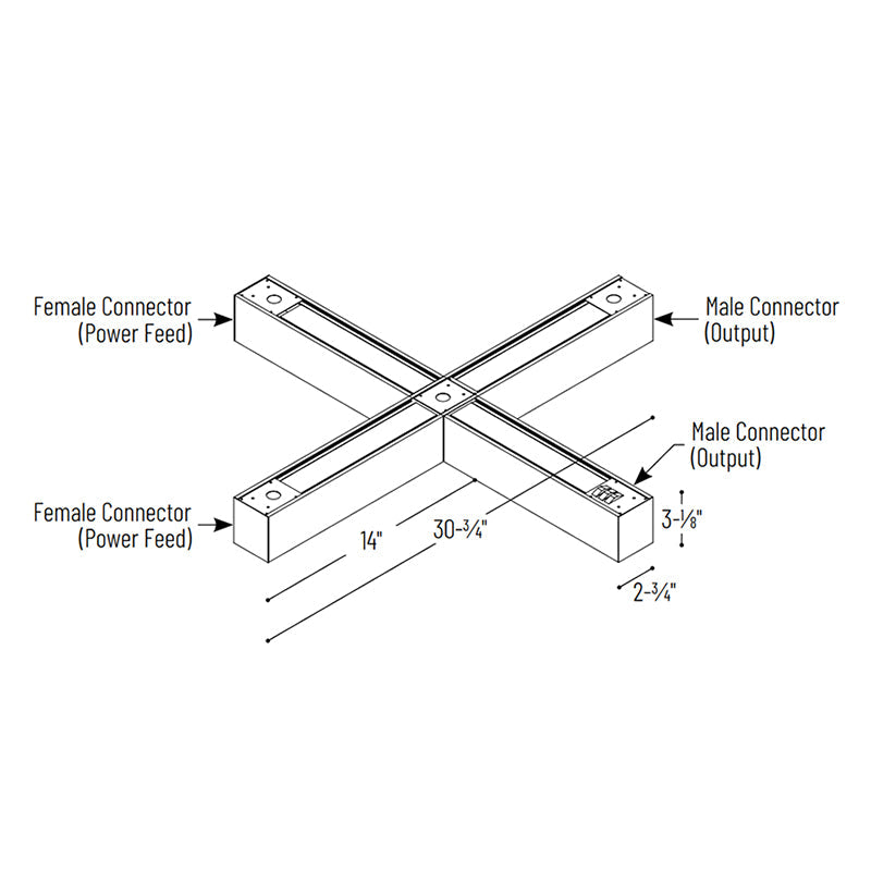 Nora NLUD-X334 "X" Shaped L-Line LED Indirect/Direct Linear, 3CCT Selectable, 120-347V