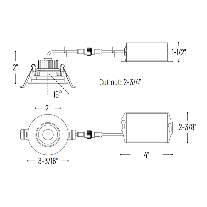 Nora NM2-2RG 2" 8W Round LED Recessed Gimbal, 3000K