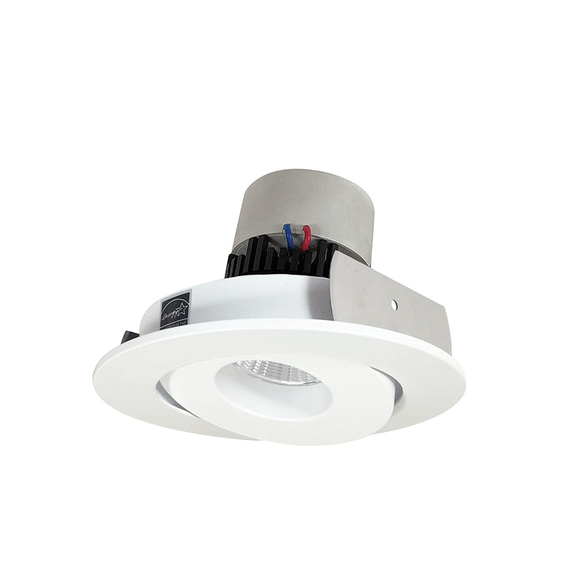 Nora NPR-4RGCDX 4" Pearl 12W LED Round Adjustable Gimbal Retrofit, Comfort Dim, 800 Lumens, 120V - Matte Powder White