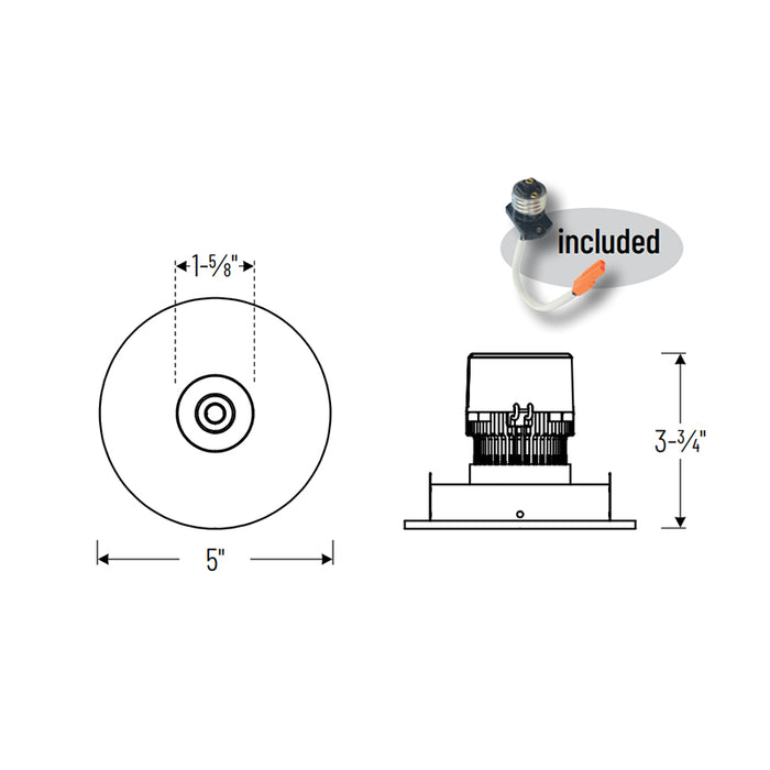 Nora NPR-4RNBCDX 4" Pearl 12W LED Round Bullnose Retrofit, Comfort Dim, 950 Lumens, 120V
