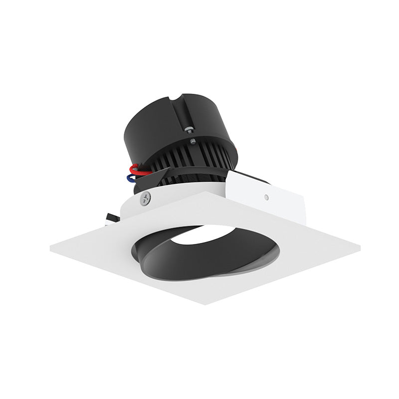 Nora NPR-4SCCDX 4" Pearl 10W LED Square Adjustable Cone Retrofit, Comfort Dim, 750 Lumens, 120V - Black Reflector/ Warm White Flange