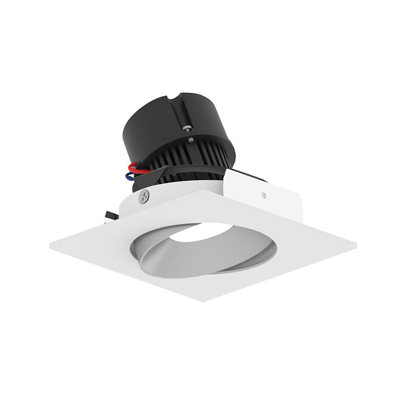 Nora NPR-4SC 4" Pearl 10W LED Square Adjustable Cone Retrofit, 1250 Lumens, 120V - Haze Reflector/ Warm White Flange