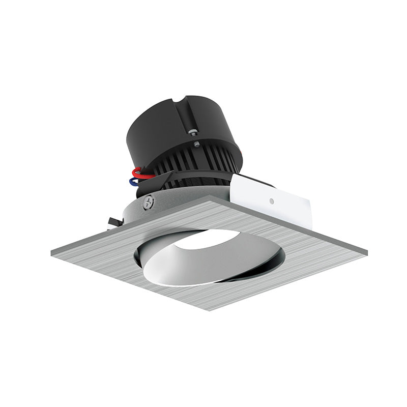 Nora NPR-4SC 4" Pearl 10W LED Square Adjustable Cone Retrofit, 1250 Lumens, 120V - Natural Metal