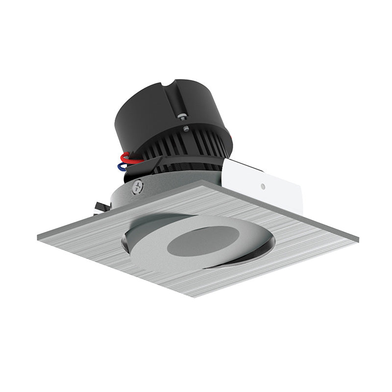 Nora NPR-4SGCDX 4" Pearl 10W LED Square Adjustable Gimbal Retrofit, Comfort Dim, 600 Lumens, 120V - Natural Metal