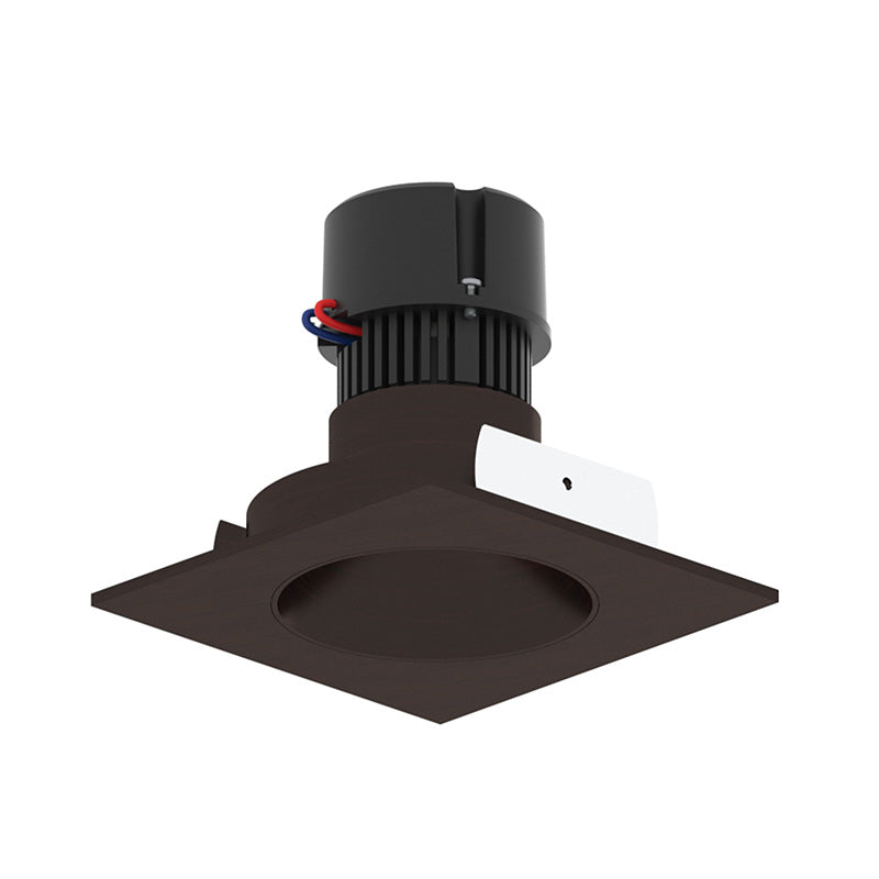 Nora NPR-4SNDCCDX 4" Pearl 10W LED Square Retrofit Reflector with Round Aperture, Comfort Dim, 700 Lumens, 120V - Bronze Reflector/ Bronze