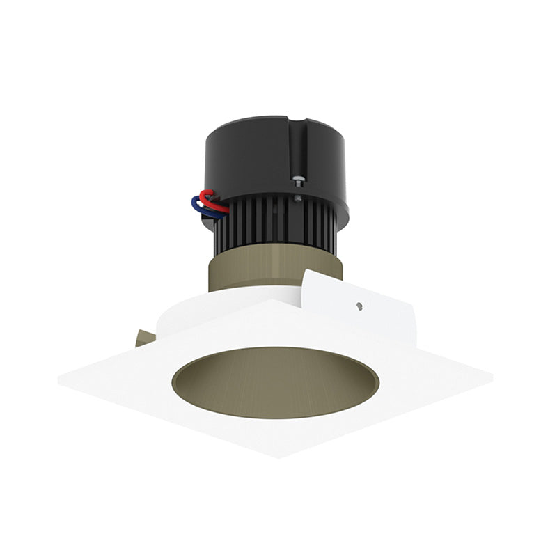 Nora NPR-4SNDCCDX 4" Pearl 10W LED Square Retrofit Reflector with Round Aperture, Comfort Dim, 700 Lumens, 120V - Champagne Haze Reflector/ Bright White Flange
