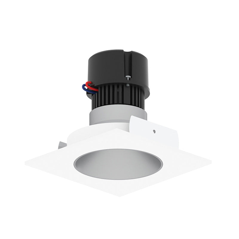 Nora NPR-4SNDCCDX 4" Pearl 10W LED Square Retrofit Reflector with Round Aperture, Comfort Dim, 700 Lumens, 120V - Haze Reflector/ Bright White Flange