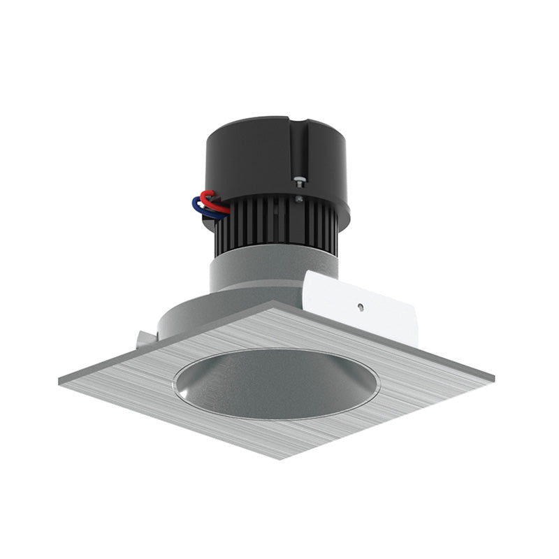 Nora NPR-4SNDCCDX 4" Pearl 10W LED Square Retrofit Reflector with Round Aperture, Comfort Dim, 700 Lumens, 120V - Natural Metal