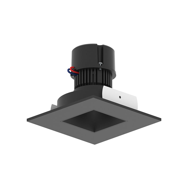 Nora NPR-4SNDSQ 4" Pearl 10W LED Square Retrofit Reflector with Square Aperture, 1150 Lumens, 120V - Black Reflector / Black Flange